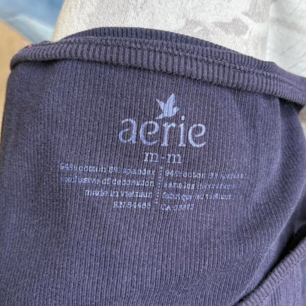 Y2K 2000s aerie Navy Ribbed cotton Tank Top - Picture 6 of 6